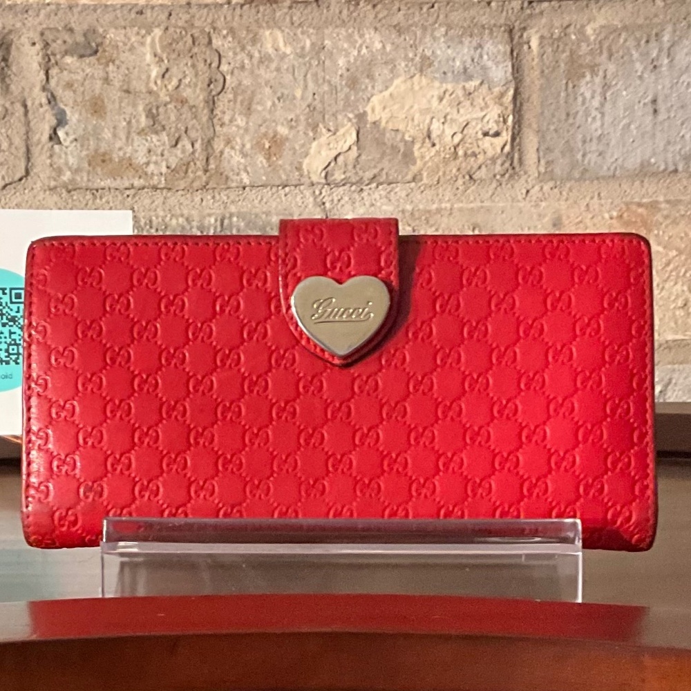 AUTHENTIC GUCCI RED LEATHER CONTINENTAL WALLET